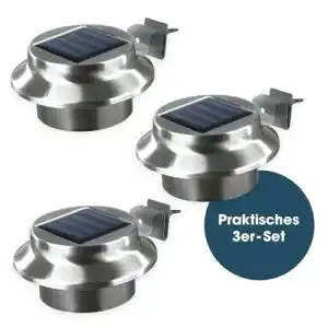 Dachrinnenleuchten Solar 3er Set mit Edelstahlgehäuse