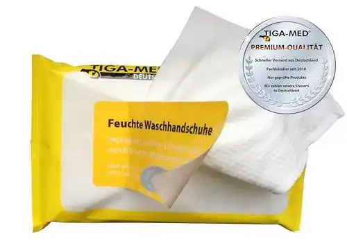 Einmalwaschlappen Tiga-Med Feuchte Waschhandschuhe 40 Stück
