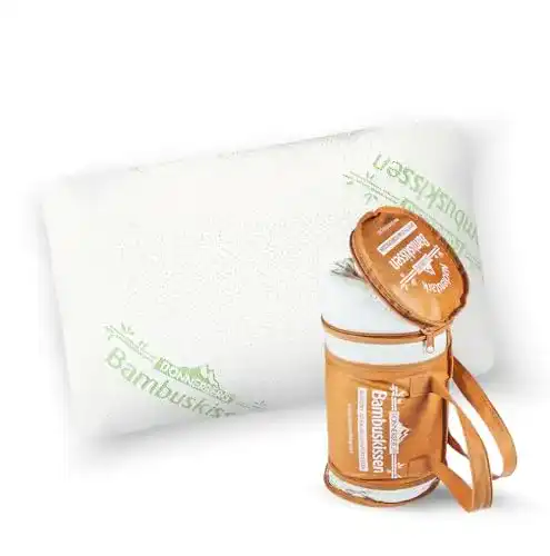 Bambuskissen von Donnerberg – Orthopädisches Reisekissen mit Memory Foam