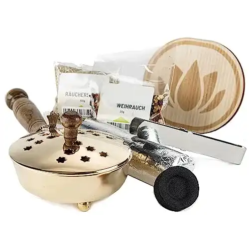 Räucherpfanne Myzirbe Set 6-teilig für Weihrauch und Harze