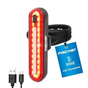 Fahrrad-Rücklicht mit Bremslicht von Fischer LED-Akku Stableuchte