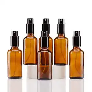 Sprühflasche 50 ml aus Glas mit Zerstäuber Braun, 6 Stück