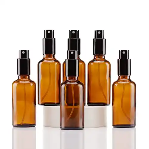 Sprühflasche 50 ml aus Glas mit Zerstäuber Braun, 6 Stück