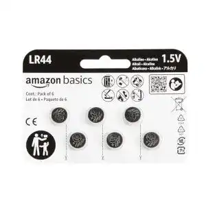 LR44 Alkali-Knopfzellen von Amazon Basics, 6 Stück