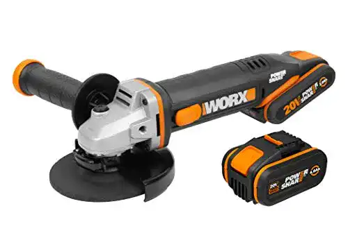 Worx WX803 Akku Winkelschleifer 20V mit Hilfsgriff und Zubehör