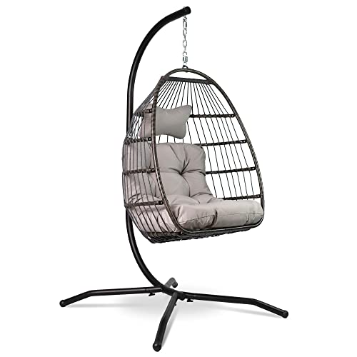 Hängesessel Rattan VITA5 mit Gestell für Garten und Balkon