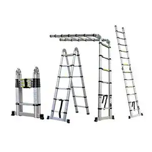 Mehrzweckleiter Huini 3,8 m Aluminium Teleskopleiter mit 150 kg Belastbarkeit
