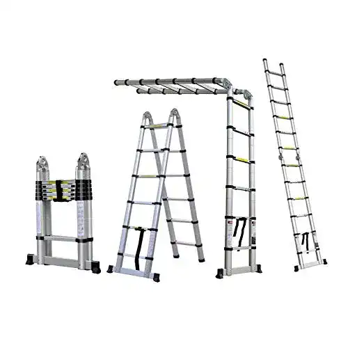 Mehrzweckleiter Huini 3,8 m Aluminium Teleskopleiter mit 150 kg Belastbarkeit