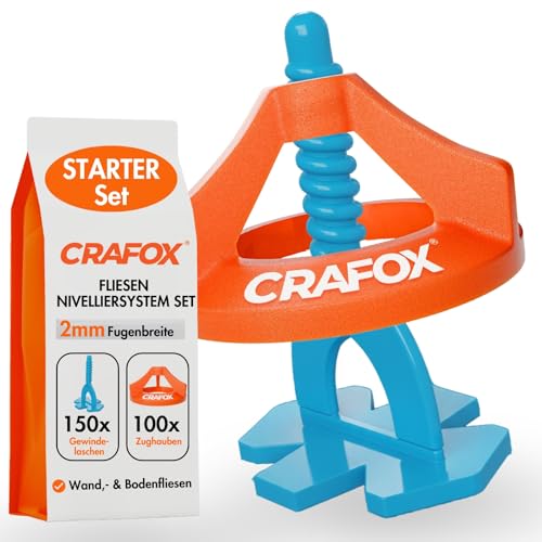 Fliesenverlegehilfe CRAFOX Nivelliersystem 2mm Set mit 150 Teilen