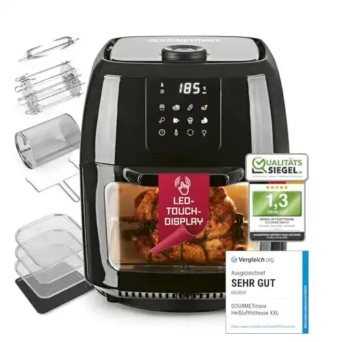 Heißluftfritteuse mit Grillfunktion von Gourmetmaxx – Digitale XXL 9L