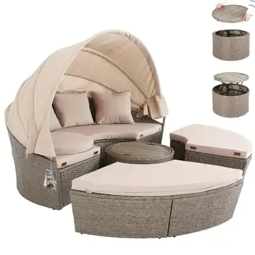 Sonneninsel Casaria Outdoor XXL Polyrattan faltbar Ø185 cm