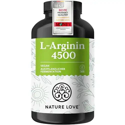L-Arginin Nature Love 365 Kapseln – 4500mg HCL hochdosiert