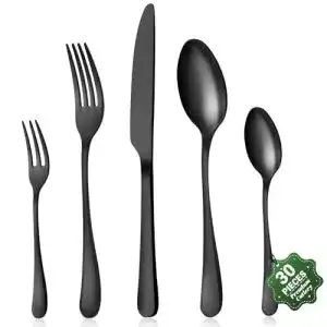 Schwarzes Besteck Set für 6 Personen, 30-teilig von BEWOS