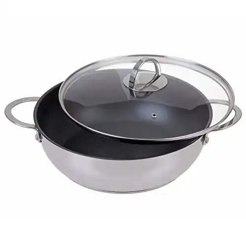 Schmorpfanne GRÄWE Edelstahl Servierpfanne Ø 28 cm mit Antihaftbeschichtung