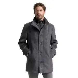 Herren Wollmantel TOM TAILOR mit Innenjacke in Dunkelgrau
