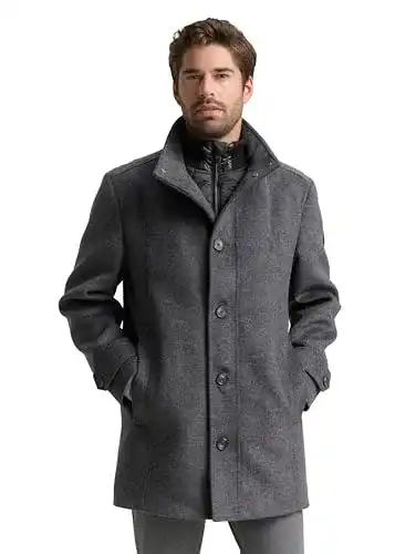 Herren Wollmantel TOM TAILOR mit Innenjacke in Dunkelgrau