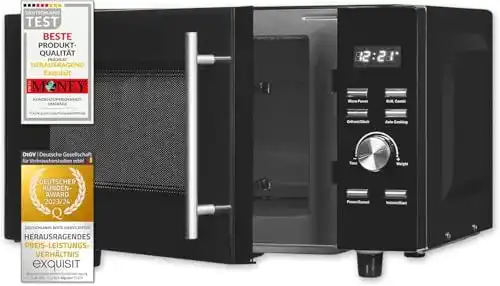 Exquisit Mikrowelle MW8023-F-240DIG schwarz 750 Watt mit Grillfunktion