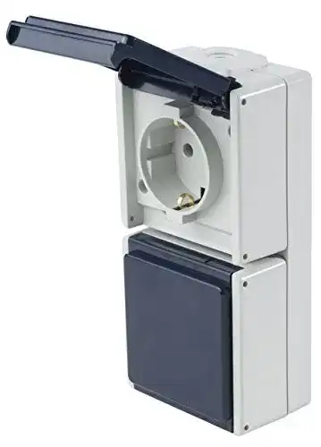 Aufputzsteckdose Schwabe 2-fach grau mit Klappdeckel IP54