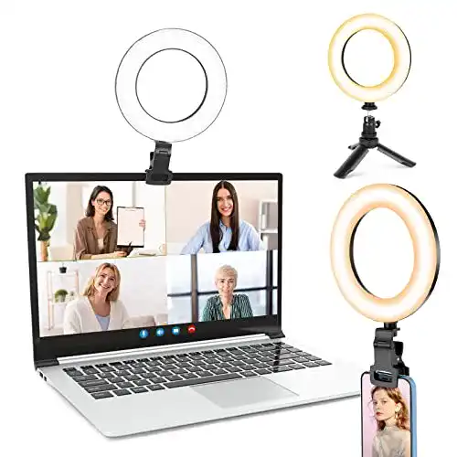 Ringlicht Ubeesize 6 Zoll mit Stativ und Clip für Videokonferenzen