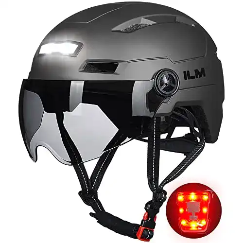 Fahrradhelm mit Licht und Visier für Damen und Herren