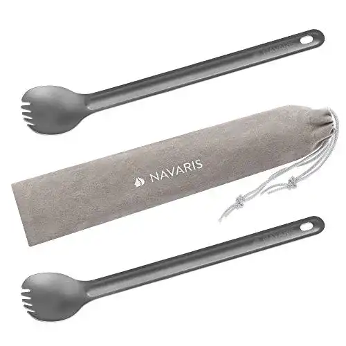 Campingbesteck Navaris 2-in-1 Titan Set für Outdoor-Aktivitäten