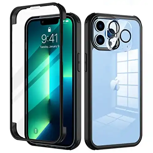 Seacosmo 360 Grad Hülle für iPhone 13 Pro mit Panzerglas und Kamera Schutz