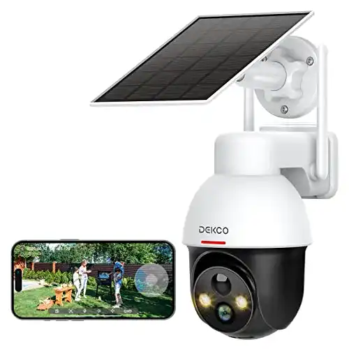 DEKCO 2K Überwachungskamera für den Außenbereich mit Akku und Solar