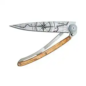 Deejo Klappmesser mit Gürtelclip aus Olivenholz und Edelstahl Z40C13