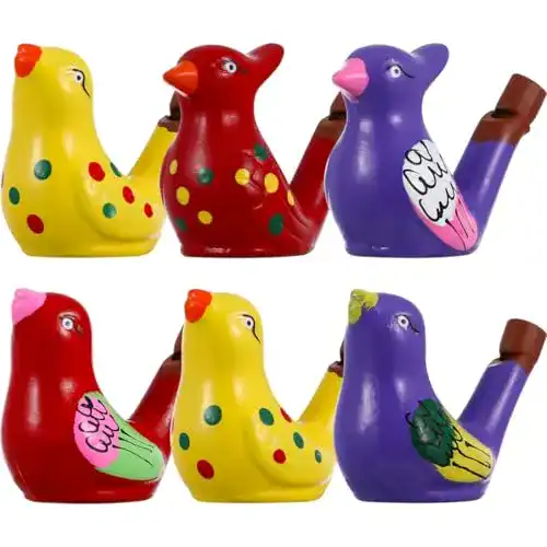 Vogelpfeifen aus Keramik im 6er Set für Kinder