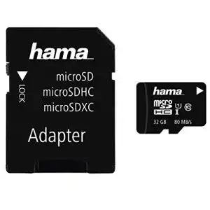 Hama microSDHC 32GB Class 10 UHS-I 80MB/s Speicherkarte mit SD-Adapter