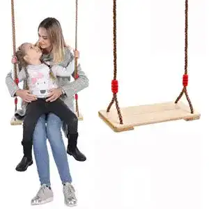 Brettschaukel Huike aus Holz für Erwachsene und Kinder mit verstellbarem Seil