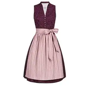 Dirndl Damen Nübler Rita in Weinrot-Rosa mit hochgeschlossenem Schnitt