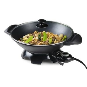 Elektro-Wok Domo DO8708W mit Glasdeckel und 5 Litern Kapazität