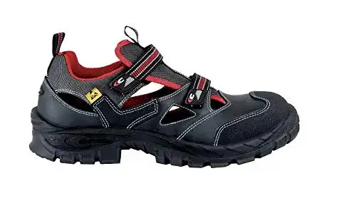 Sicherheitssandalen für Herren Cofra Guttorm S1 P ESD SRC in Schwarz/Rot, Größe 40