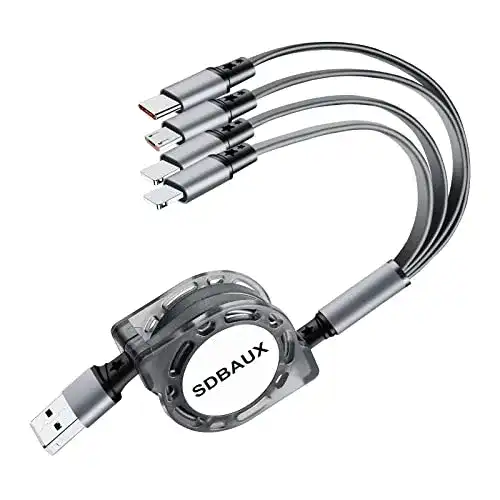 SDBAUX Multi-Ladekabel 4 in 1, 1 Meter mit 3.1A Ladegeschwindigkeit