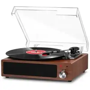 FYDEE Bluetooth Plattenspieler für Vinyl mit Stereo-Lautsprecher