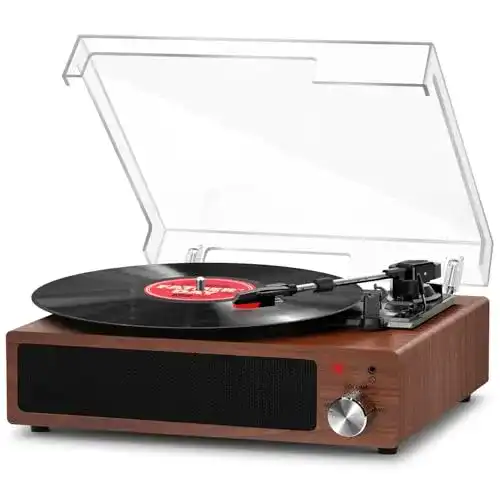 FYDEE Bluetooth Plattenspieler für Vinyl mit Stereo-Lautsprecher
