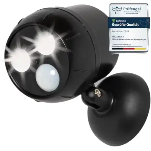 Bewegungsmelder mit Batterie und LED-Strahler von Proxinova