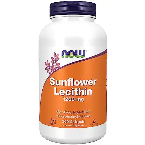 Lecithin-Kapseln von Now Foods mit Sonnenblumenlecithin, 1.200 mg, 200 Weichkapseln
