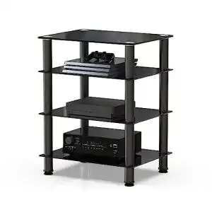 Hifi-Rack Fitueyes TV Rack Hifi Regal Audio Schrank aus Glas und Aluminium