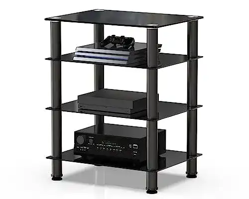 Hifi-Rack Fitueyes TV Rack Hifi Regal Audio Schrank aus Glas und Aluminium