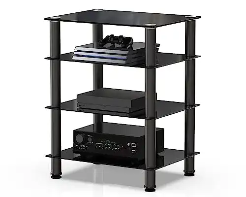 Hifi-Rack Fitueyes TV Rack Hifi Regal Audio Schrank aus Glas und Aluminium