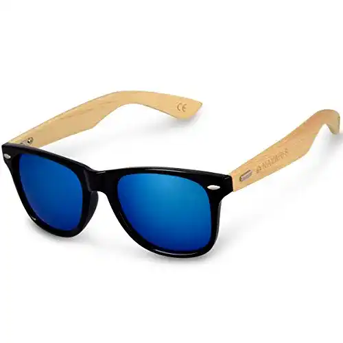 Navaris Holz Sonnenbrille für Herren und Damen mit UV400 Schutz