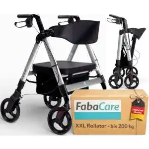 Rollator-Rollstuhl-Kombination Fabacare XXL Goliat, höhenverstellbar und faltbar