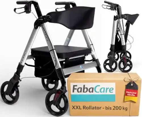 Rollator-Rollstuhl-Kombination Fabacare XXL Goliat, höhenverstellbar und faltbar