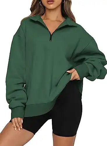 Dokotoo Damen Pullover Sweatshirt mit Reißverschluss