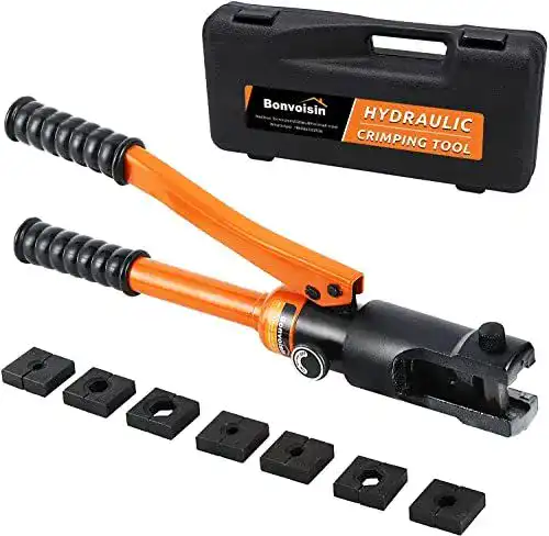 Hydraulische Crimpzange Bonvoisin 8T mit 9 Matrizen für Kupfer und Aluminium