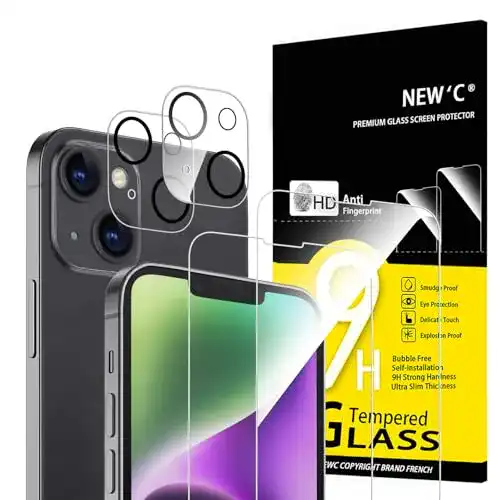Panzerglas für iPhone 14 (6,1 Zoll) – 2 Stück mit Kameraschutz