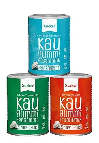 Xylit Kaugummi Set von Xucker, 3 x 100 g ohne Zucker