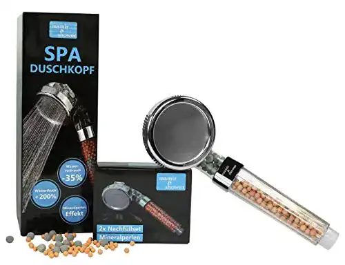 Duschkopf mit Kalkfilter und Nachfüllset für optimale Wasserqualität